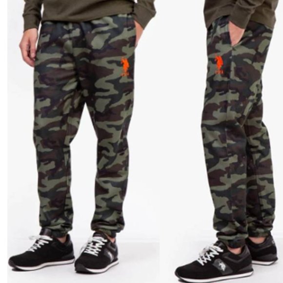 US POLO MEN CAMO FLEECE ARMY GREEN JOGGER - Picture 2 of 2